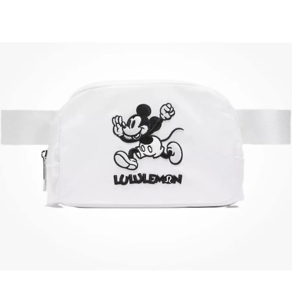Lululemon White Belt Bag with Mickey Embroidery